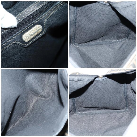 FENDI Zucca Canvas Boston Bag PVC Black Brown Auth 144233 - Picture 15 of 16